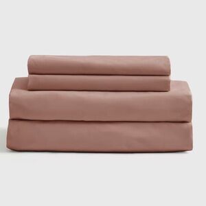QUINCE Classic Organic Percale Sheet Set King Clay 4126